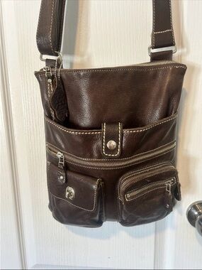 Roots Vintage Dark Brown Leather Messenger Bag